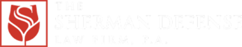 The Sherman Defense Law Firm logo featuring red stylized 'S' in shield shape with firm name